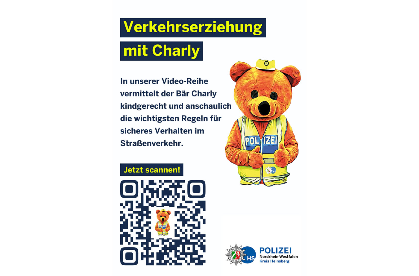 Plakat mit QR-Code Charly