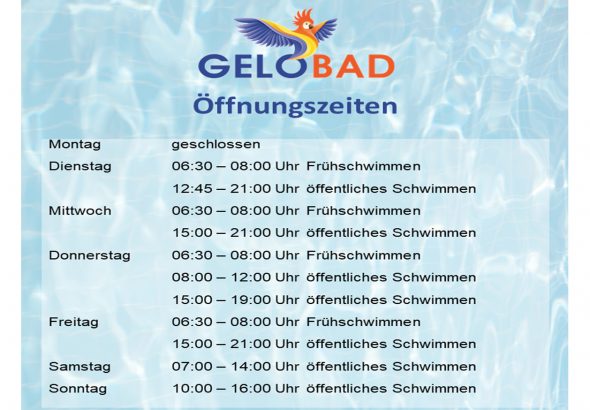 Öffnungszeiten Gelobad 10